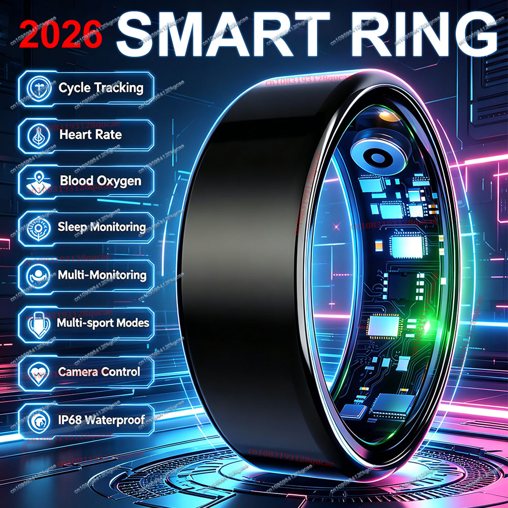 Blood Oxygen Monitor - 2026 ใหม่ สมาร์ทริง วัดอัตราการเต้นของหัวใจ ความดันโลหิต ตรวจสอบการนอนหลับ