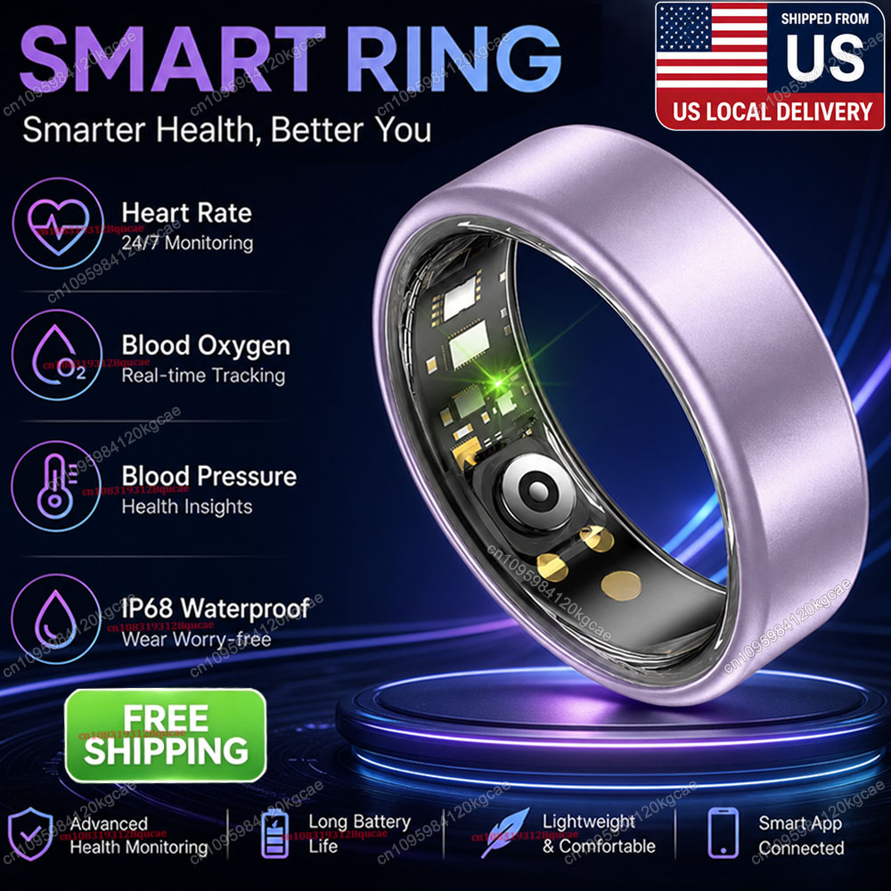 Blood Oxygen Monitor - แหวนอัจฉริยะ วัดอัตราการเต้นของหัวใจ ออกซิเจนในเลือด ติดตามการนอนหลับ กันน้ำระดับ IP68