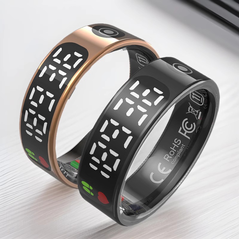 Blood Oxygen Monitor - แหวนอัจฉริยะคุณภาพสูง ควบคุมด้วยระบบสัมผัส ตรวจวัดอัตราการเต้นของหัวใจ วัดออกซิเจนในเลือด ตรวจจับการนอนหลับ เชื่อมต่อบลูทูธ